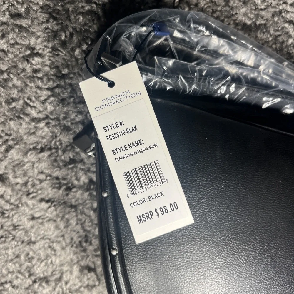 French connection Clara texture tag Crossbody studded black New NWT $98 Y2K Size